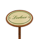 Emailschild oval, 6 x 4 cm, Kräuternamen mit Erdspieß 25 cm