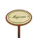 Emailschild oval, 6 x 4 cm, Kräuternamen mit Erdspieß 25 cm