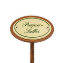 Emailschild oval, 6 x 4 cm, Kräuternamen mit Erdspieß 25 cm