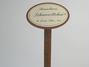 Emailschild oval, 10,5 x 7 cm, Rosennamen mit Erdspieß 50 cm