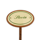 Emailschild oval, 6 x 4 cm, Kräuternamen mit Erdspieß 25 cm