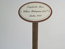 Emailschild oval, 10,5 x 7 cm, Rosennamen mit Erdspieß 50 cm