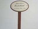 Emailschild oval, 10,5 x 7 cm, Strauchrosen mit Erdspieß 50cm