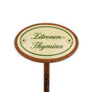 Emailschild oval, 6 x 4 cm, Kräuternamen mit Erdspieß 25 cm