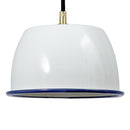 Lampe 180 mm emailliert mit Messingfassung weiß/weiß , Rand blau Textilkabel